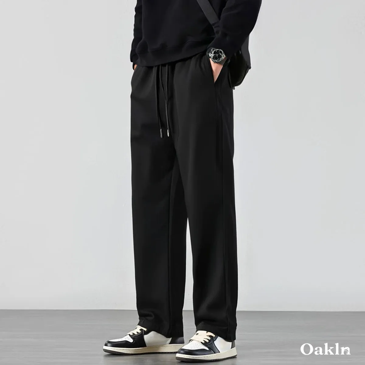 コットンツイル カジュアルパンツ 100％コットン ウエストゴム ワイドシルエット 春秋