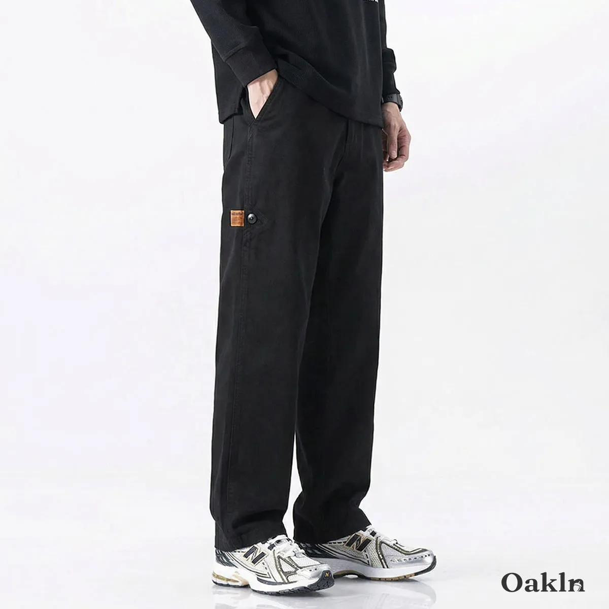 ウエストゴム ワイド ストレートシルエット 100%コットン 洗濯機洗い可 カジュアルパンツ ワークパンツ 