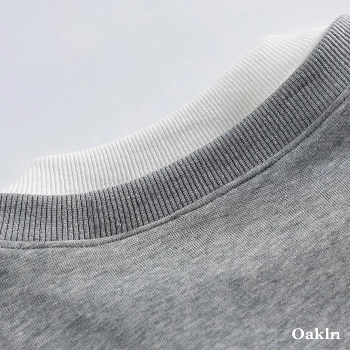 フェイクレイヤード スウェット メンズ Vネック キーネック 重ね着風 ゆったり 体型カバー シワになりにくい 春秋冬-Oakln