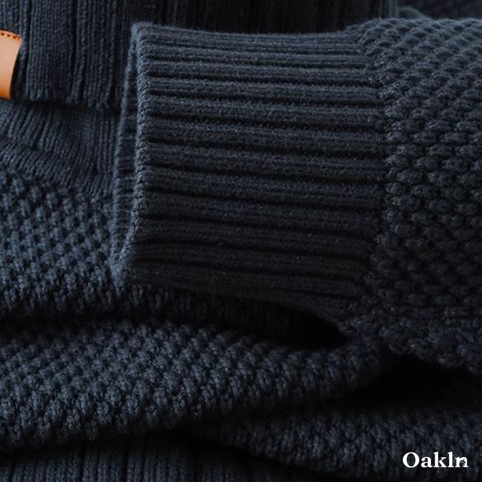 パイナップル編みタートルネック無地ニット-oakln
