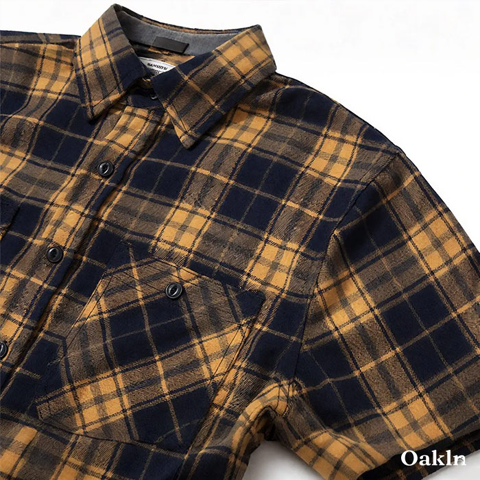 定番デザイン　ヘビーウェイトタータンチェック長袖シャツ-oakln