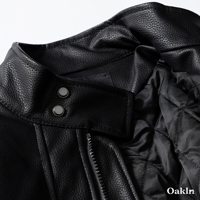 エコレザーシュリンク加工　クラシック中綿入りライダースジャケット-oakln