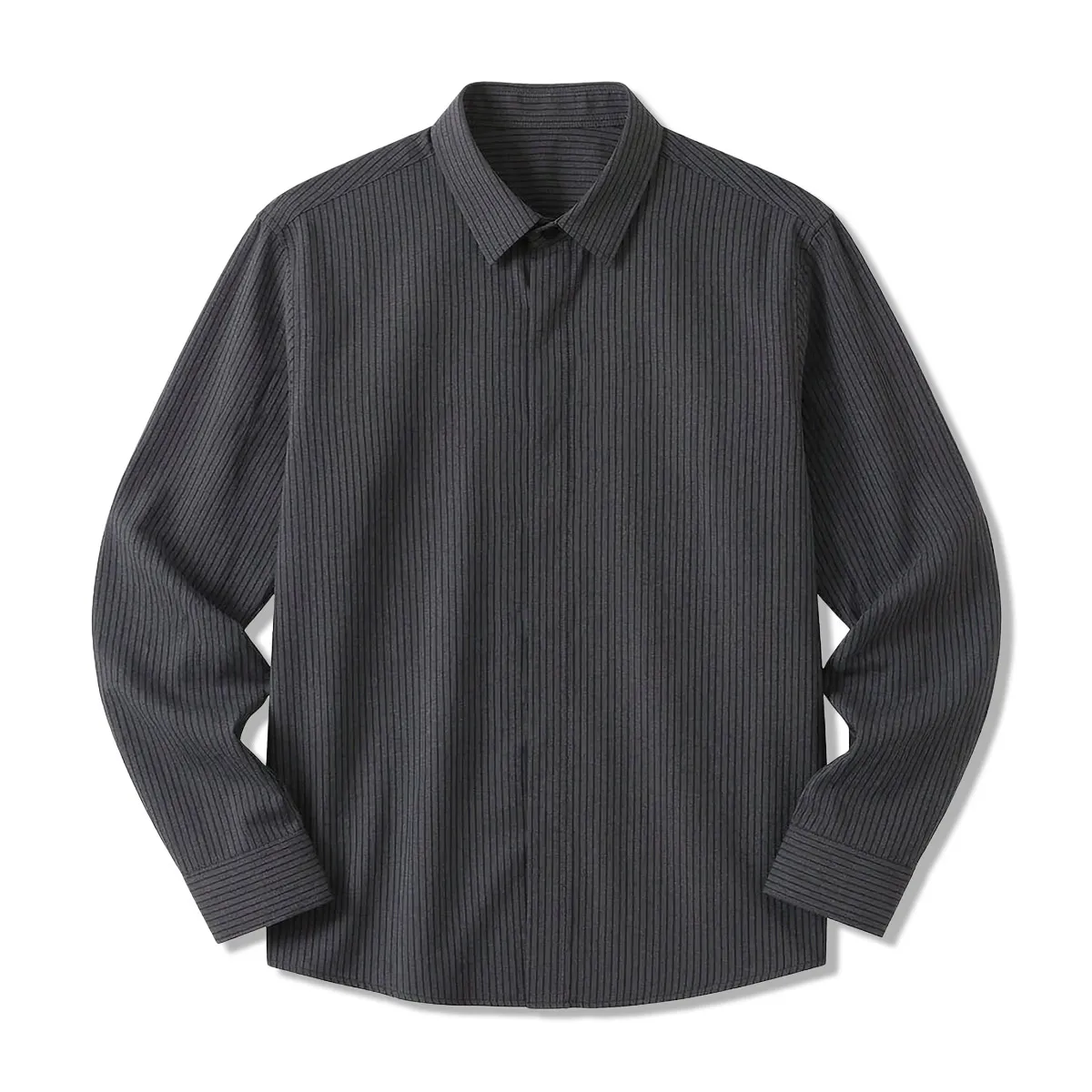 ビジカジ  ストライプ 長袖シャツ ストレッチ 3D立体裁断 形状安定 1枚で決まる メンズシャツ