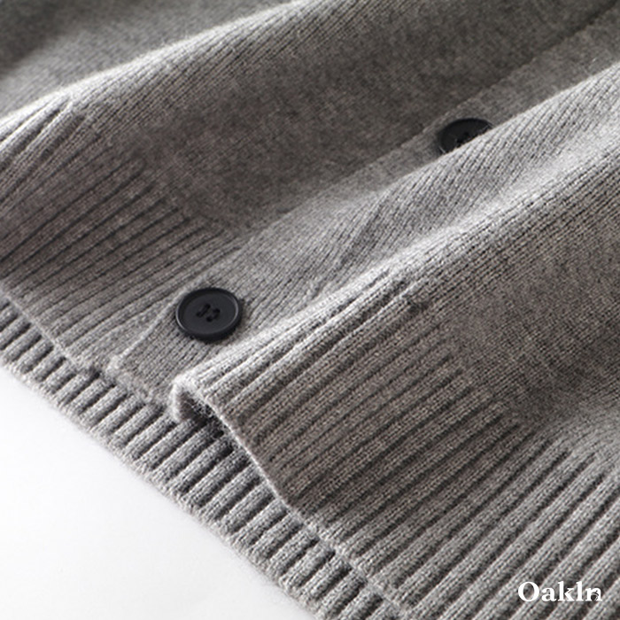 配色切り替えクルーネックニットカーディガン-oakln