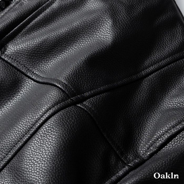エコレザーシュリンク加工　クラシック中綿入りライダースジャケット-oakln