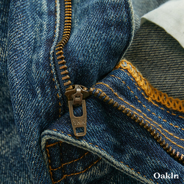 クラシック着回し自在　コットンデニムパンツ-oakln