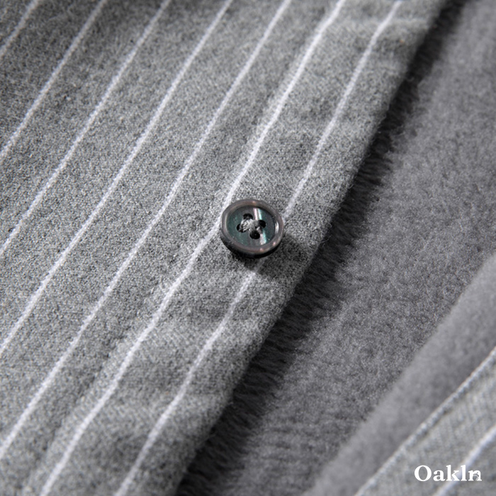 厚手起毛　ストライプカジュアルシャツ（裏起毛）-oakln