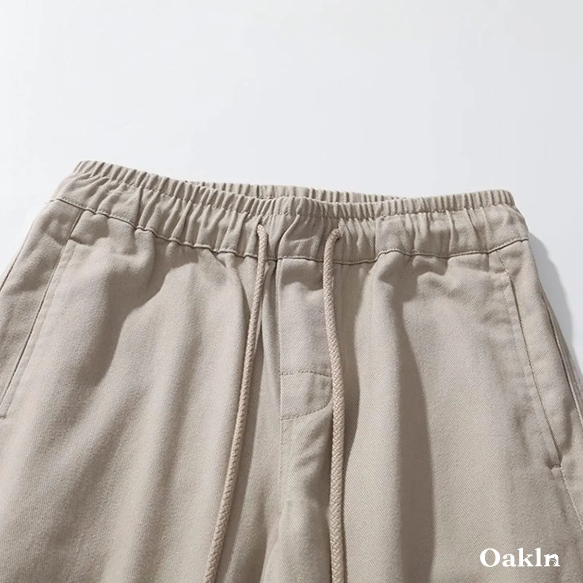 コットンツイル カジュアルパンツ 100％コットン ウエストゴム ワイドシルエット 春秋