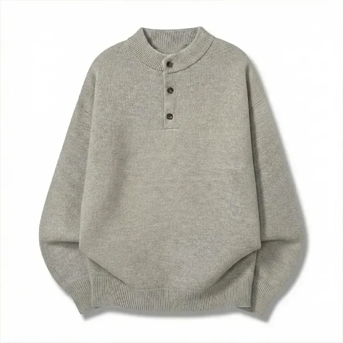 ウォッシャブル ヘンリーネック ニット セーター 柔らい肌触り 洗濯機洗い可能