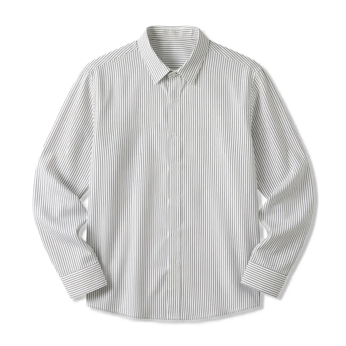 ビジカジ  ストライプ 長袖シャツ ストレッチ 3D立体裁断 形状安定 1枚で決まる メンズシャツ