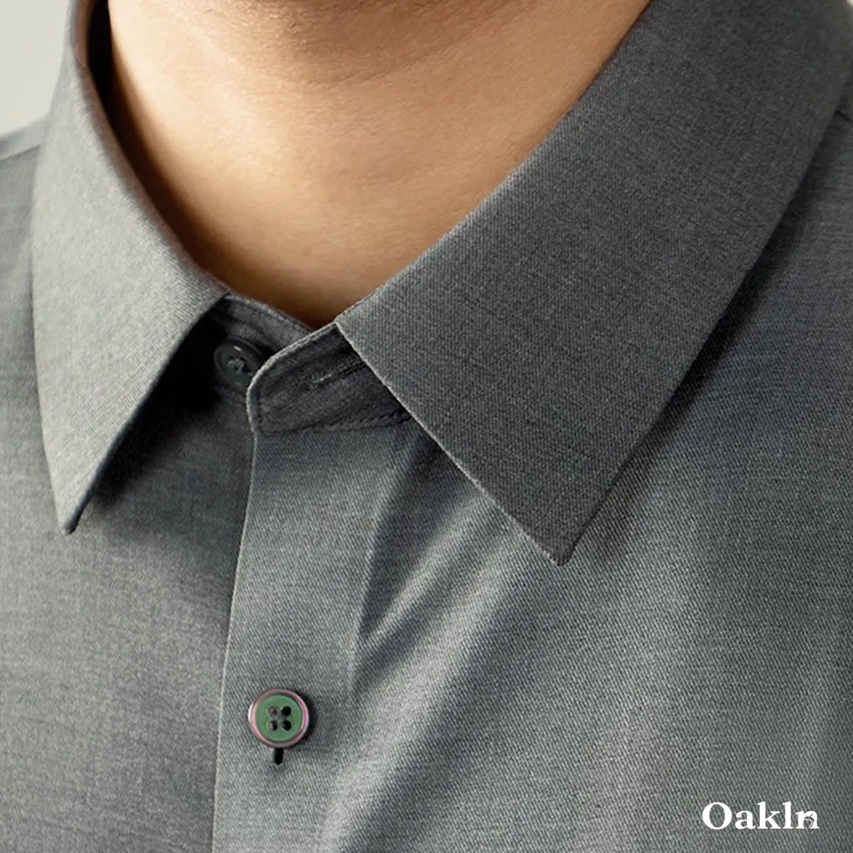 モダール混 ノンアイロン 60番手 ストレッチシャツ 形態安定性 ビジネス通勤 無地シャツ-Oakln