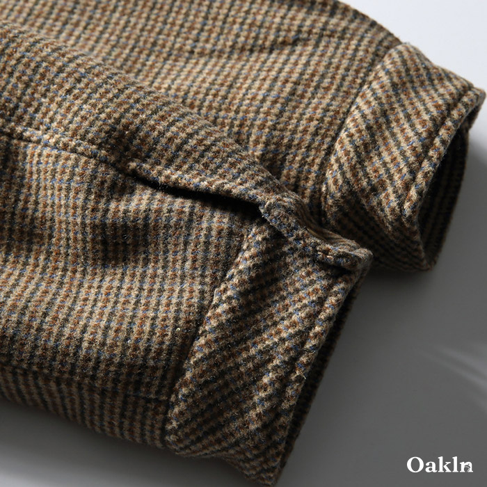 アメリカヴィンテージ　ウール混ハウンドトゥース柄中綿入りラシャハンティングジャケット-oakln