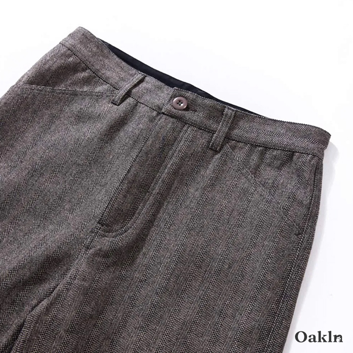 ヴィンテージカジュアル　 ヘリンボーン柄ウールスラックス-oakln