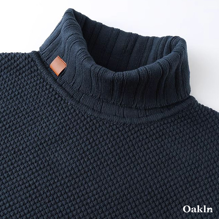パイナップル編みタートルネック無地ニット-oakln