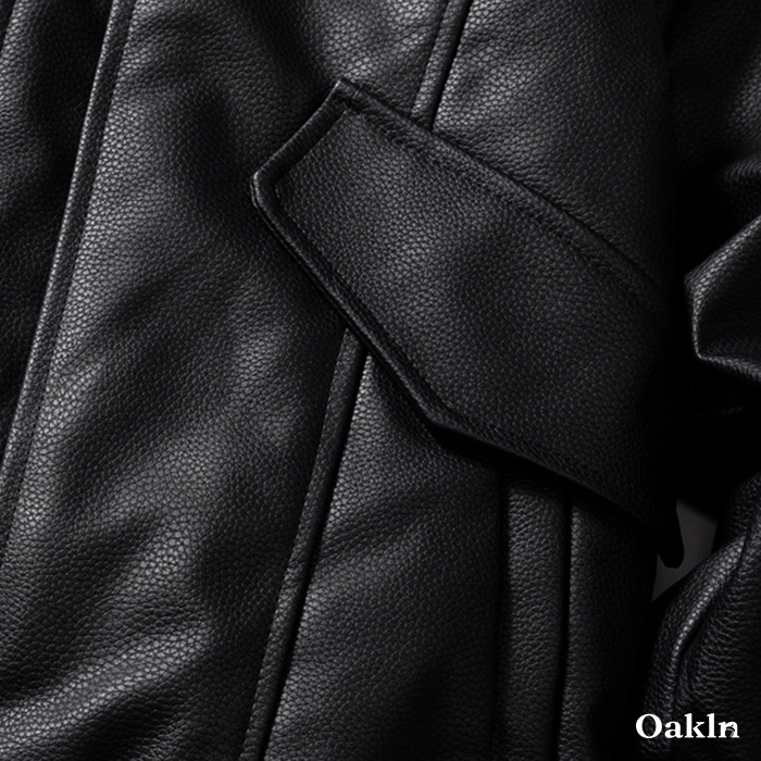 エコレザーシュリンク加工　クラシック中綿入りライダースジャケット-oakln