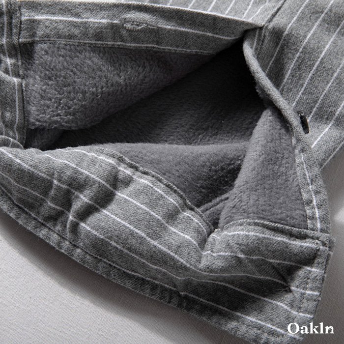厚手起毛　ストライプカジュアルシャツ（裏起毛）-oakln