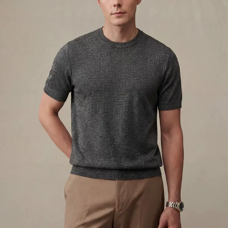 接触冷感 100％リヨセル　なめらかな肌触り　表情感のあるニットTシャツ