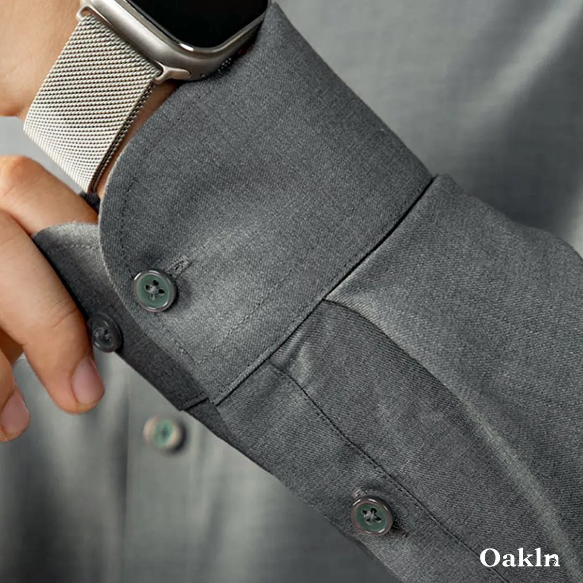 モダール混 ノンアイロン 60番手 ストレッチシャツ 形態安定性 ビジネス通勤 無地シャツ-Oakln