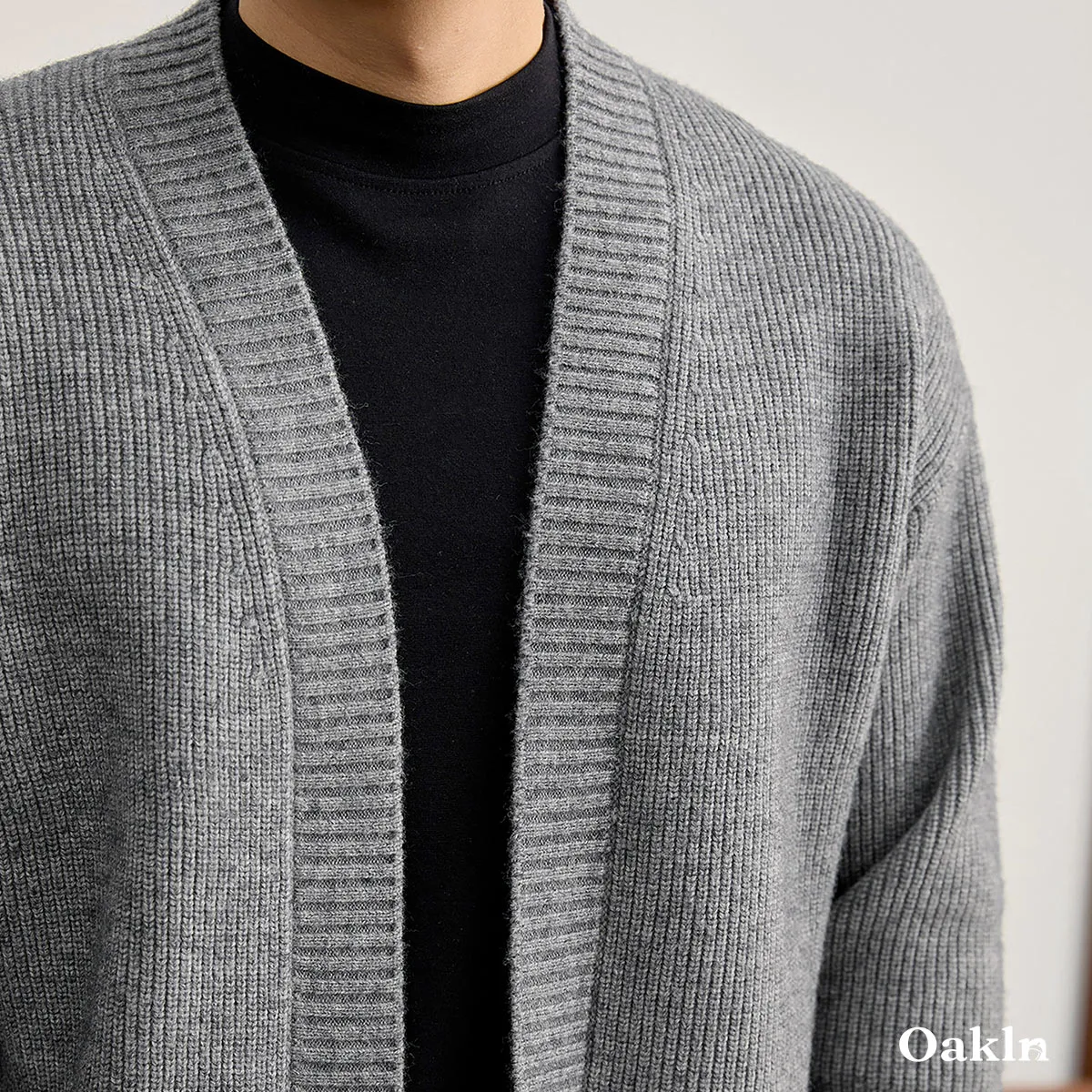 和風羽織風　無地ニットカーディガン