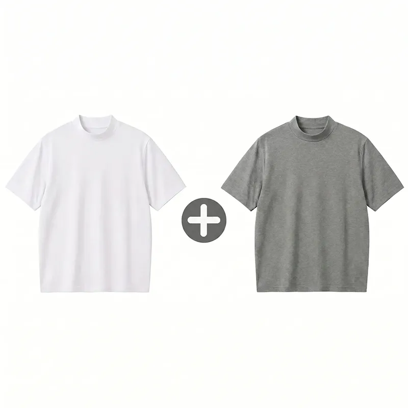 ヨレにくいモックネックTシャツ　ジャケットインナーに最適