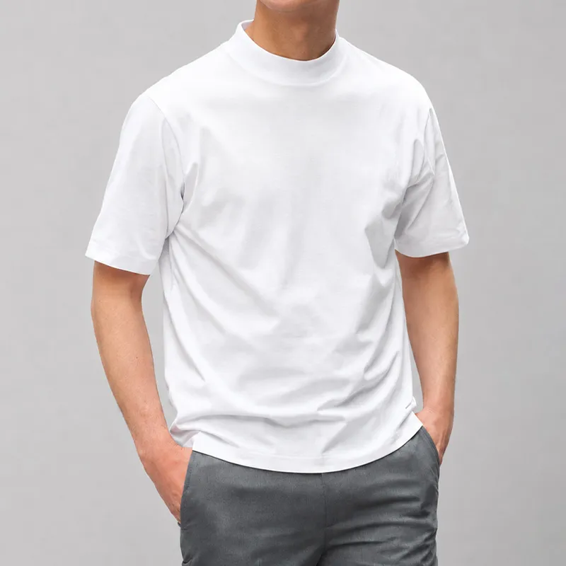 ヨレにくいモックネックTシャツ  薄手・通気性◎   ジャケットインにおすすめ