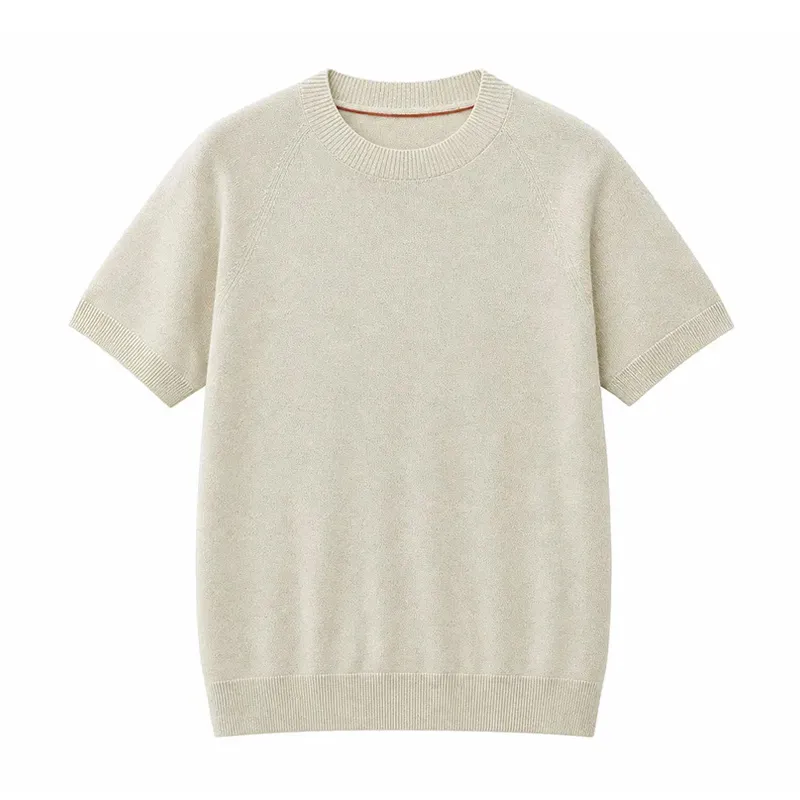 日系ヴィンテージ リネン×テンセル混紡 メンズクルーネックニット半袖Tシャツ 高ストレッチ 透けにくい 肌離れの良い ラグランスリーブ 体型カバー 洗濯ネット対応 洗濯機洗い可 縮みにくい シワになりにくい カジュアルニットT
