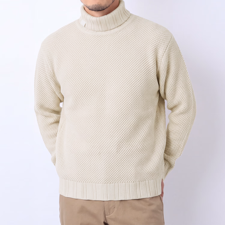 【肌にやさしいニット】クラシックハイネック 680g コットン混 チクチクしない 秋冬あったかニットトップス