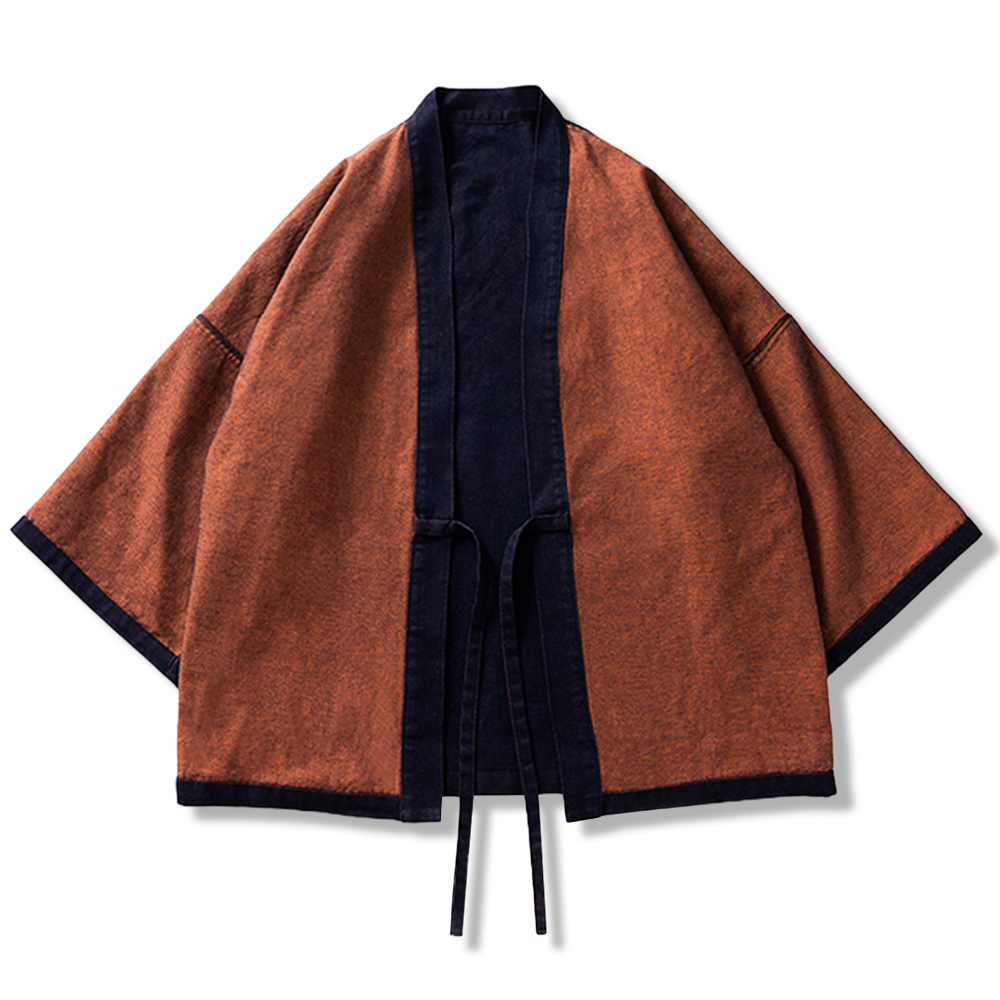 「夕暮れの霞の光」和風リバーシブルヴィンテージ半纏-oakln