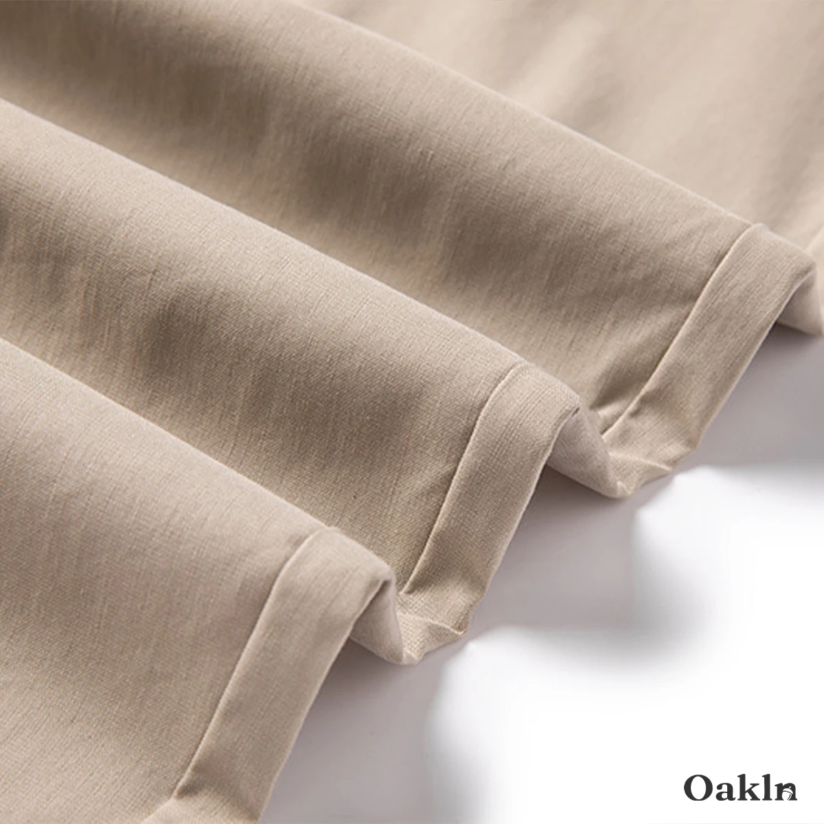 接触冷感 通気性 すっきり見え リヨセル×リネン混 カジュアルパンツ-Oakln