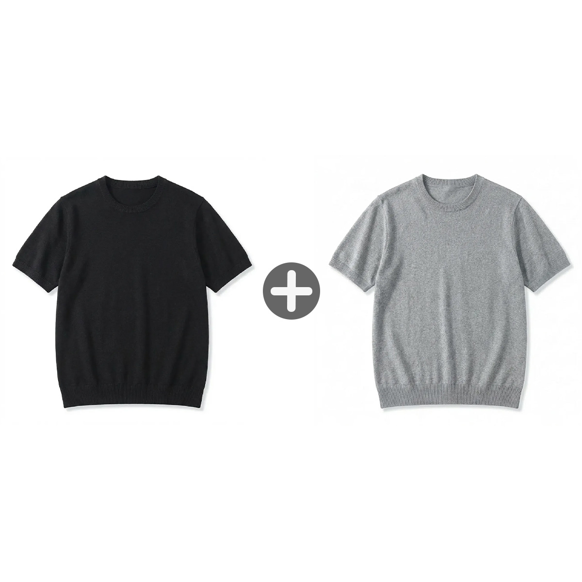 柔らかなウール混素材　洗濯機洗い可クルーネックニットTシャツ