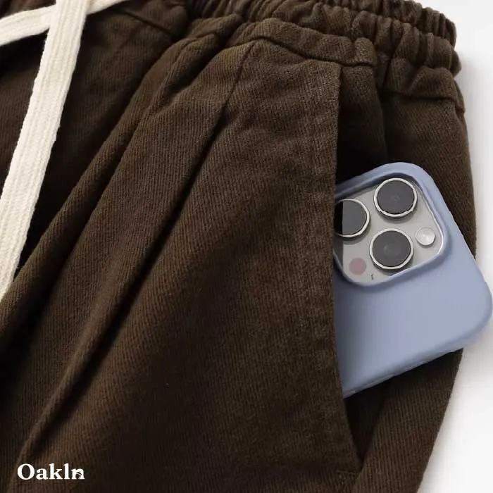 ヘビーウェイト コットン100% 微起毛 バルーンパンツ メンズ ワイドパンツ 裾絞り 厚手 春秋冬向け -Oakln