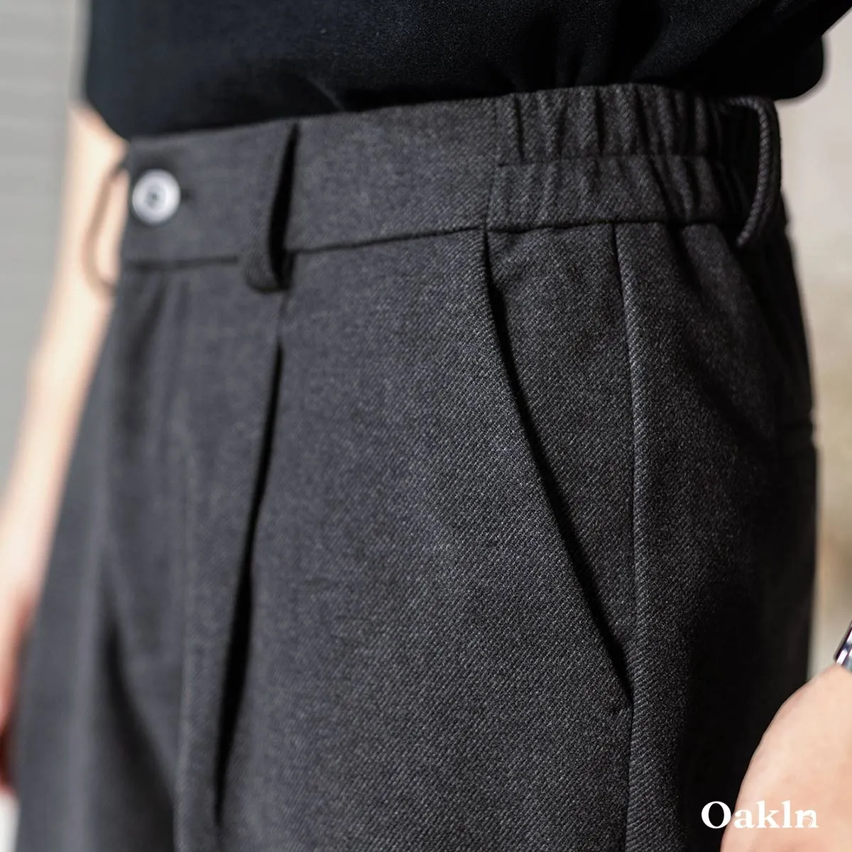  シングルプリーツ ワイドテーパード スラックス ラシャタッチ素材  落ち感  ストレッチ