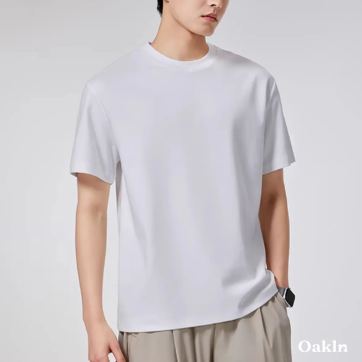 なめらかな肌触り　モダール混コットンTシャツメンズ-Oakln