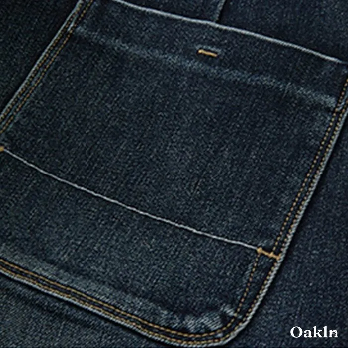 裏起毛 デニム イージーパンツ コットン混 ストレッチ ウエストゴム ドローコード調節 暖パン-Oakln