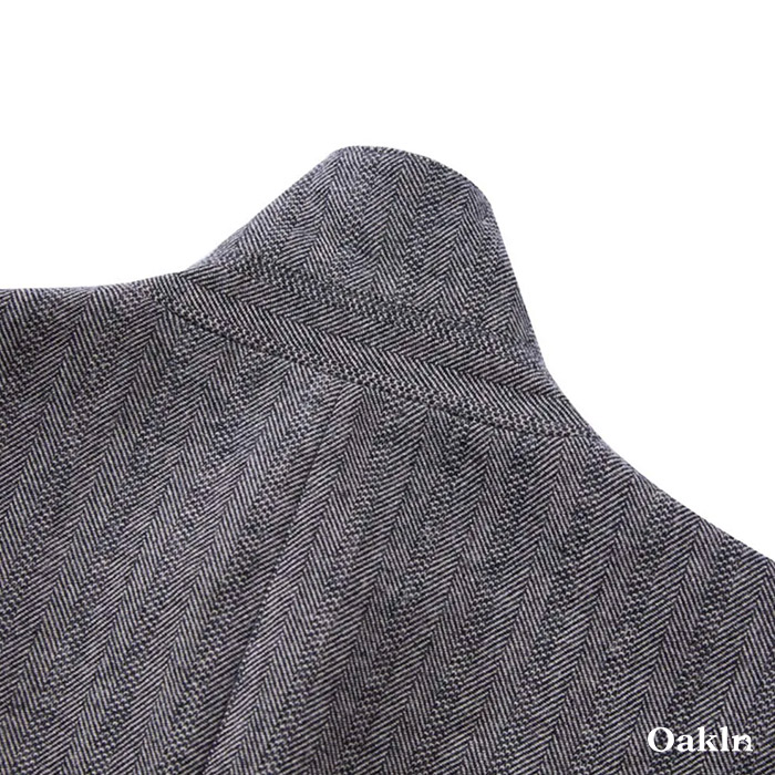 レトロヘリンボーン　リバーシブルウールテーラードジャケット-oakln