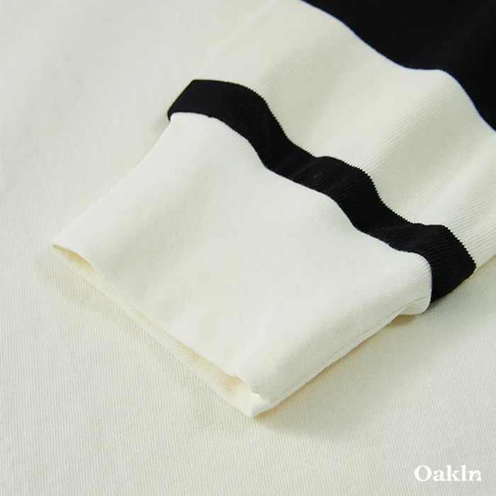 袖切り替えヘビーウェイトバイカー風ボーダー長袖Tシャツ