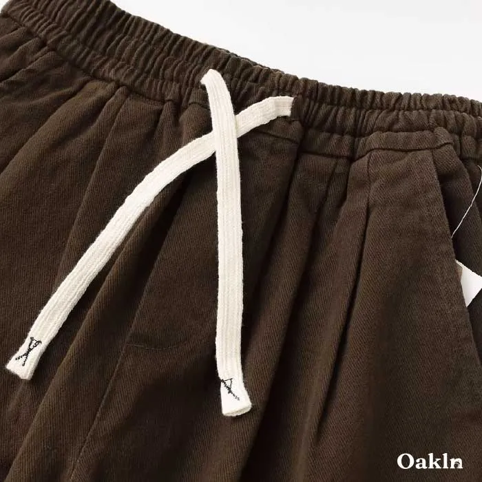 ヘビーウェイト コットン100% 微起毛 バルーンパンツ メンズ ワイドパンツ 裾絞り 厚手 春秋冬向け -Oakln