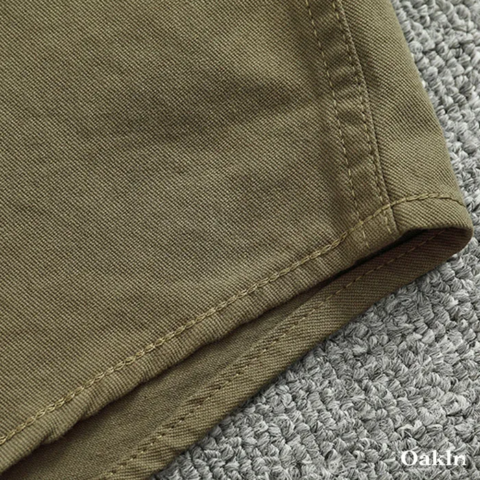 多色展開　スタンドカラーコットン長袖シャツ