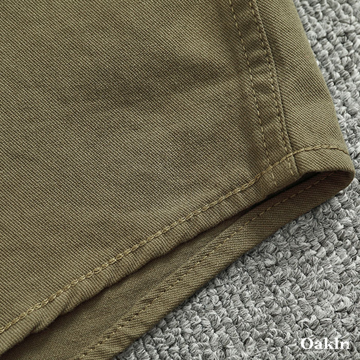 多色展開　スタンドカラーコットン長袖シャツ-oakln