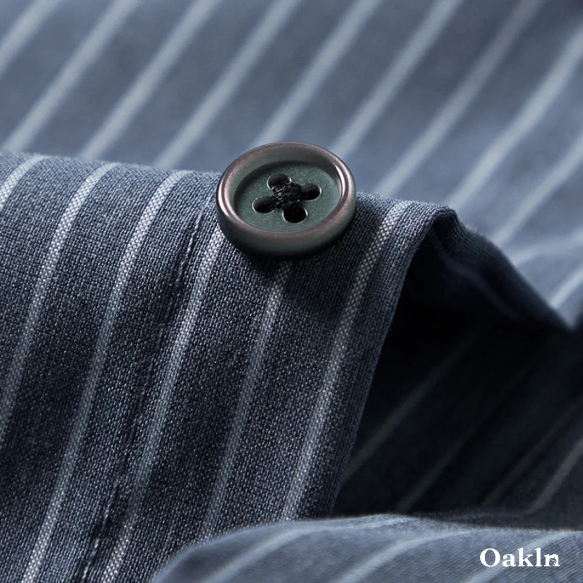 ビジカジ  ストライプ 長袖シャツ ストレッチ 3D立体裁断 形状安定 1枚で決まる メンズシャツ-Oakln