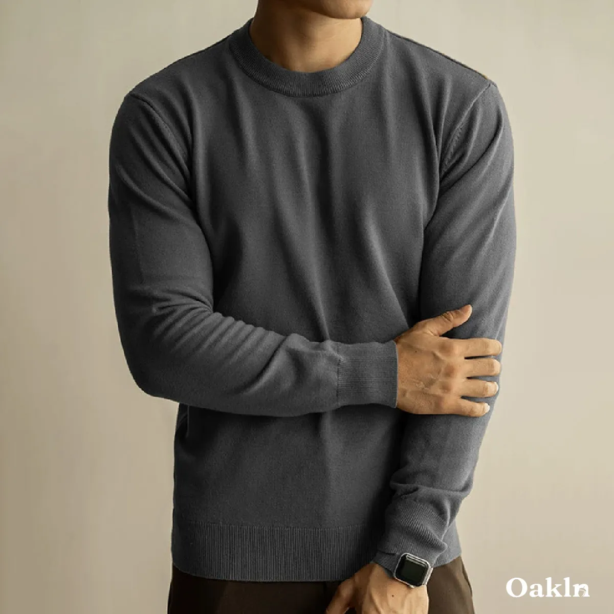 ウール混 クルーネックニット テンセル/リヨセル 洗濯機洗い可 30～50代向け