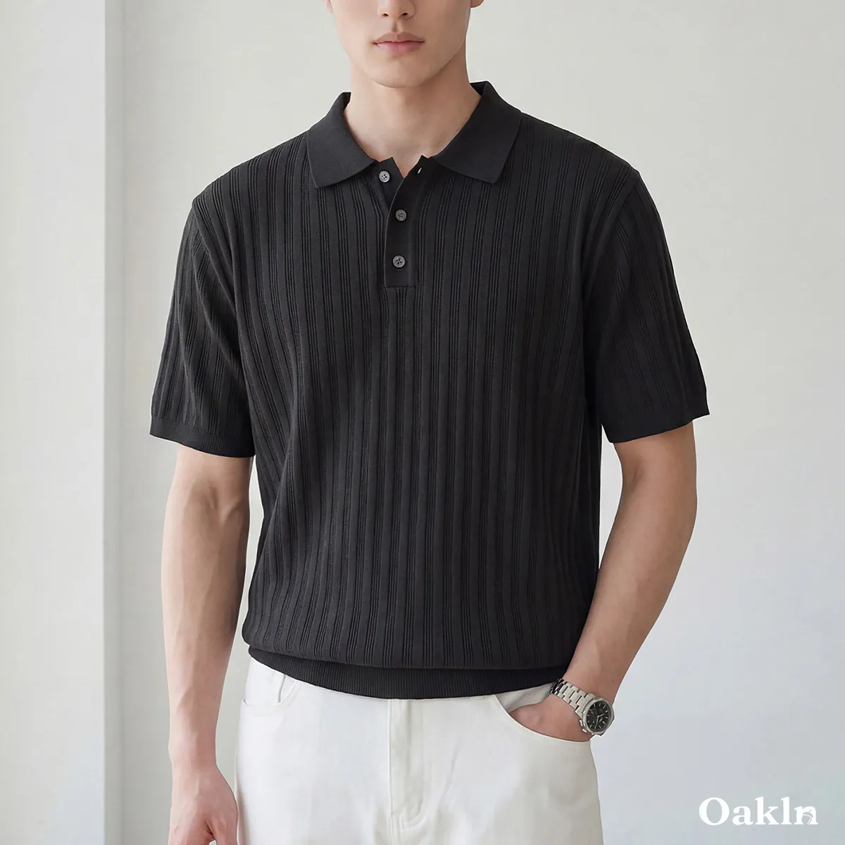 洗っても変形しない　接触冷感　ハリのあるニットポロ