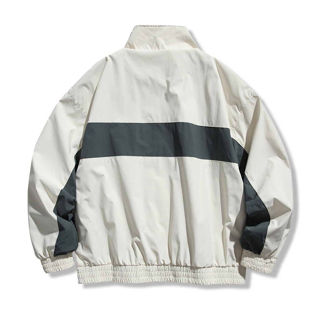 レトロスポーツ風レーシングストライプ切り替えトラックジャケット-oakln