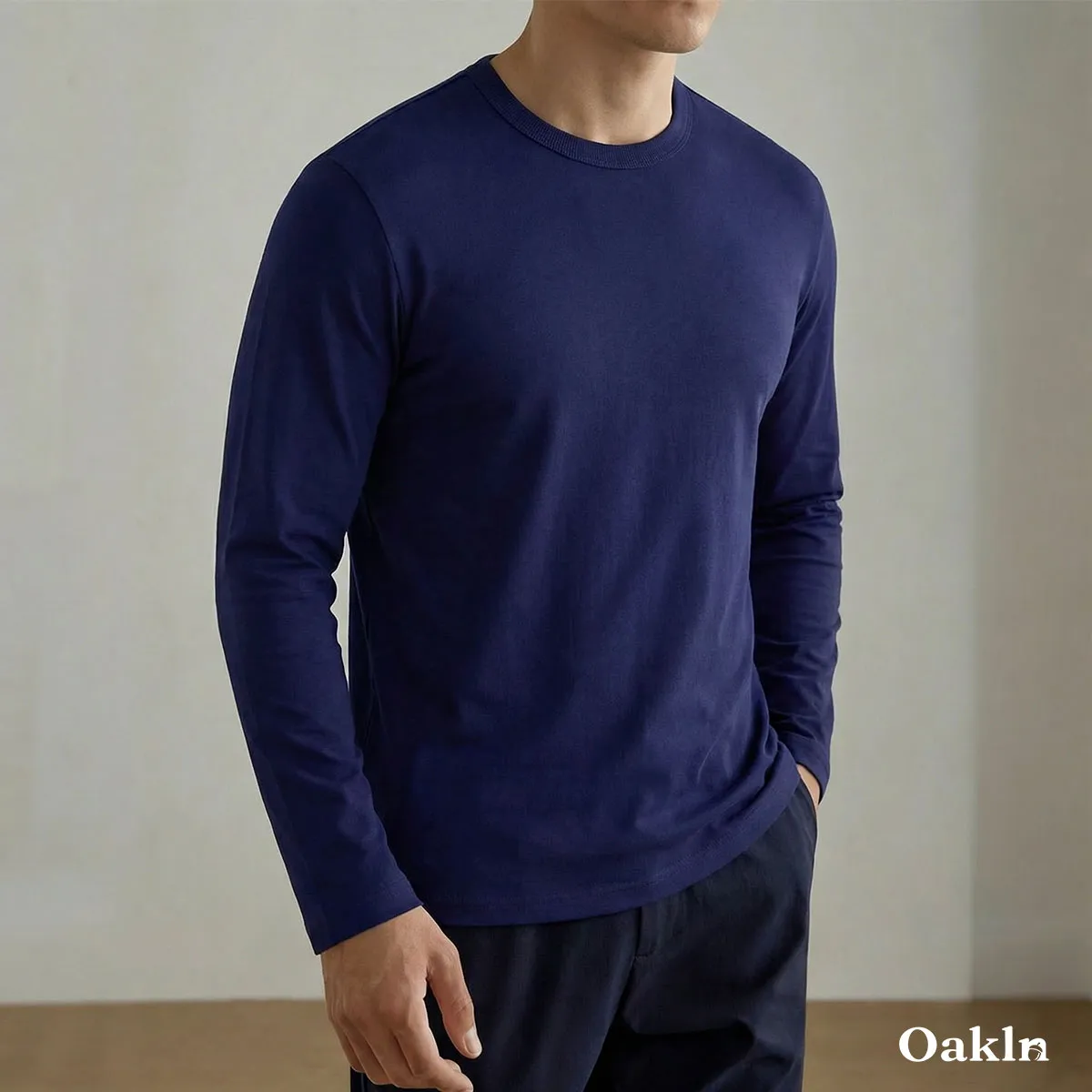 100％超長綿 長袖Tシャツ 三本針 液体アンモニア加工 型崩れしにくい