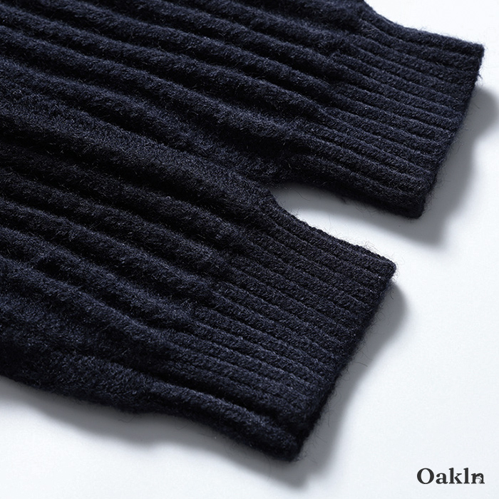 2色展開　無地ローゲージニットカーディガン-oakln