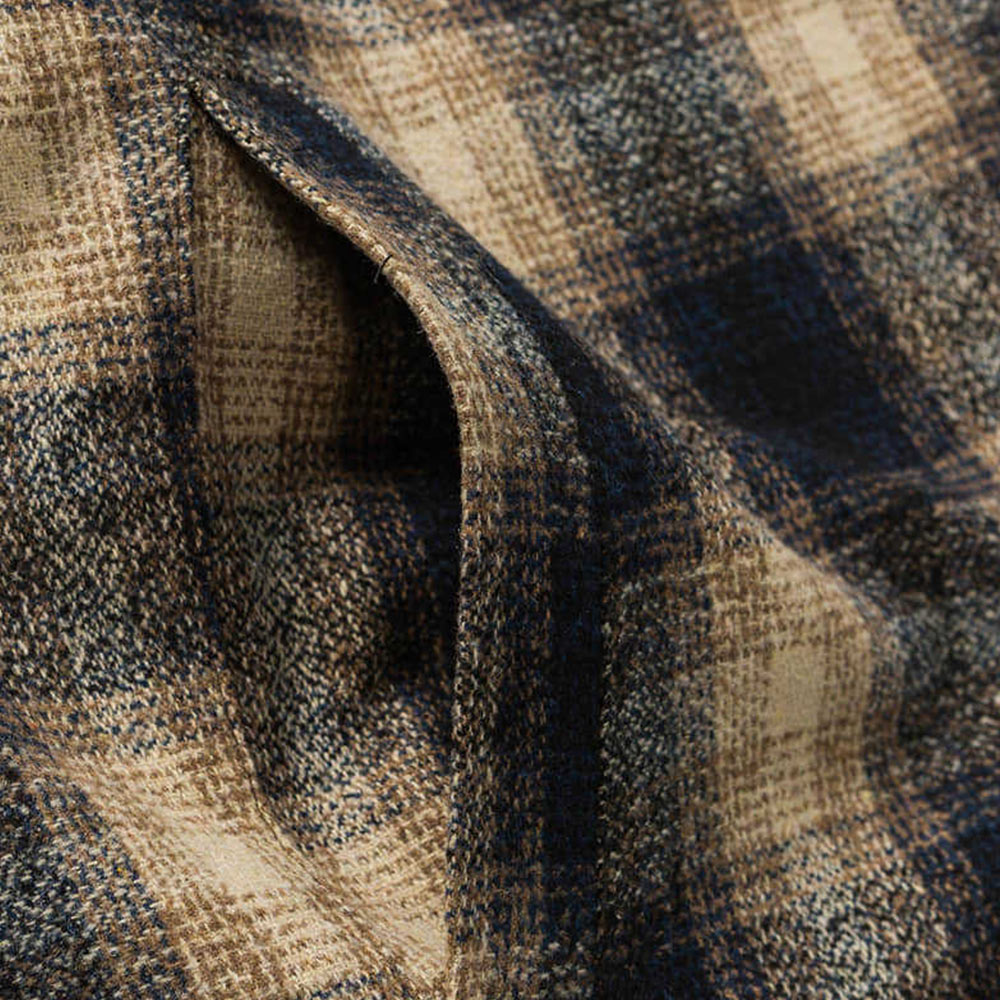 ボア裏地　ツイードチェック柄長袖シャツジャケット-oakln