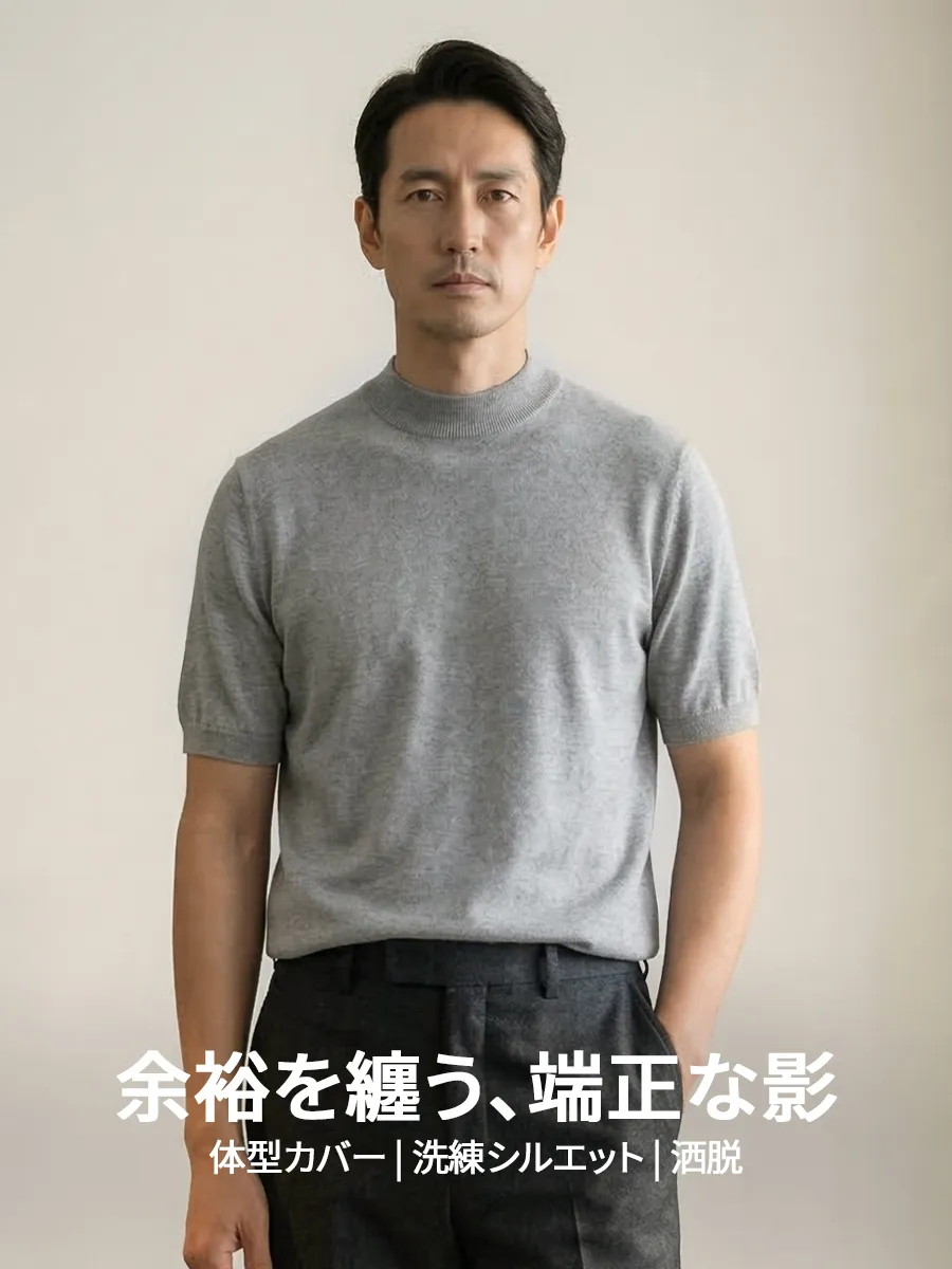 【すっきりシルエット】幅広リブ仕様で体のラインを自然に整え、体に張り付きにくい。