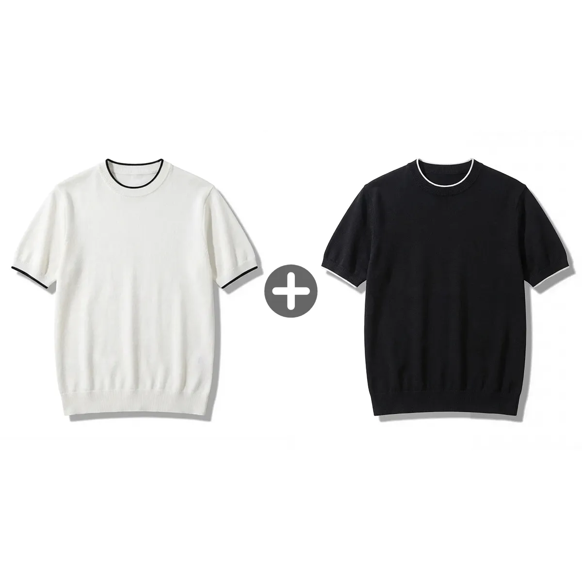 接触涼感 透けにくい メンズシルク混紡ニット-Oakln