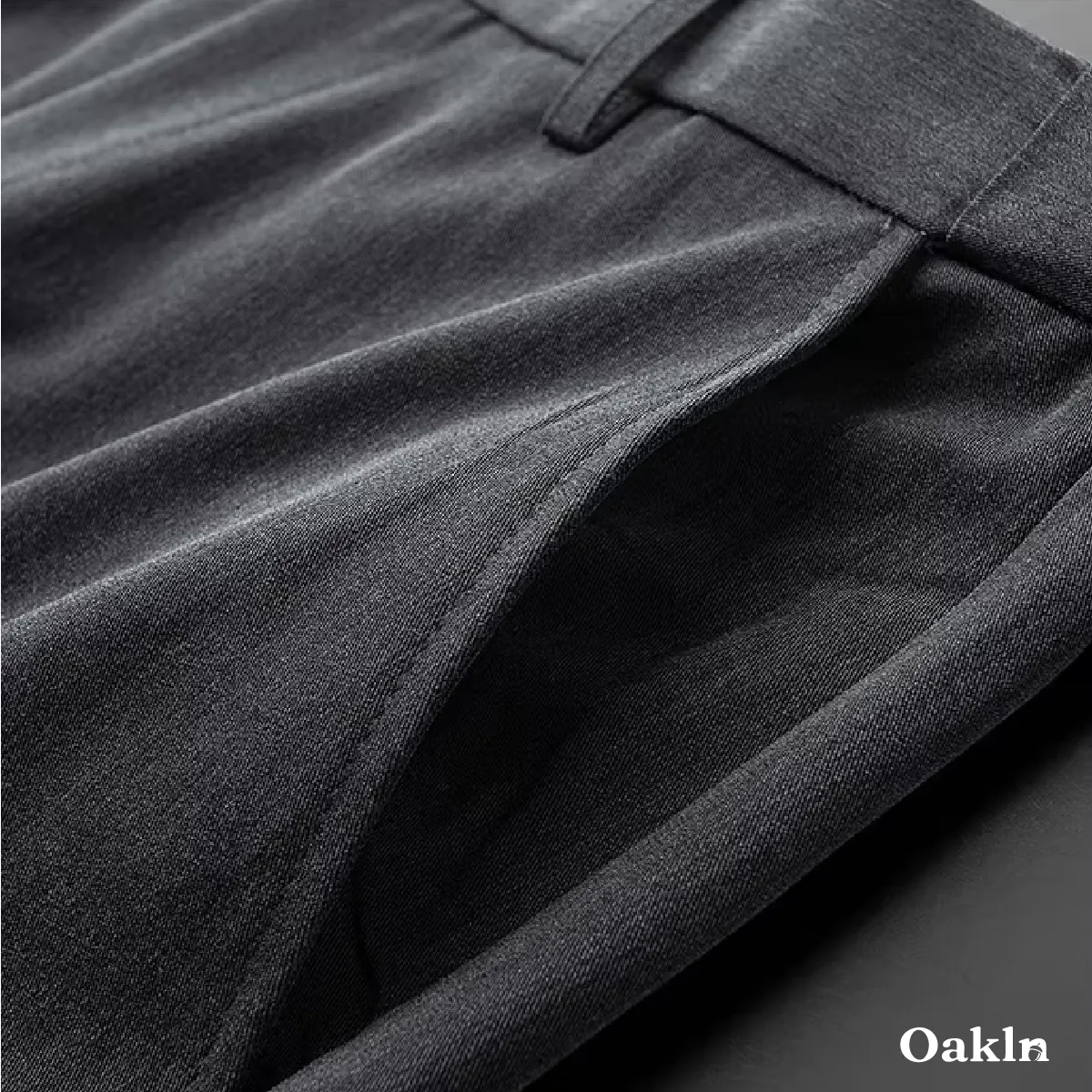 ノーアイロン仕様 レギュラーシルエット 機能性混紡テーパードスラックス-Oakln