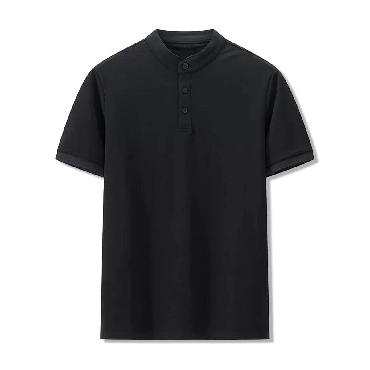 高混率コットンヘンリーネック半袖 ハリ感 通気性 ビジネスカジュアルスタイル-Oakln
